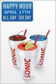 sonic happy hour all day tax day Tax Day Free Deals 2013