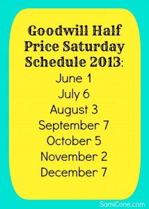 Goodwill half price saturday schedule 2013 214x300 Goodwill Half Price Saturday Nashville